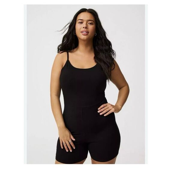 Torrid Plus Size 4 Black Bike Short Playsuit Casual romper - Picture 2 of 7